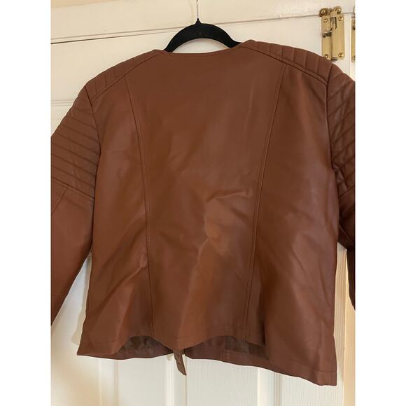 NY&C faux leather brown zip up jacket size medium - Picture 4 of 7